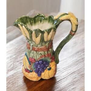 Fitz and Floyd Harvest Home Pitcher 1995 Beautiful Great Condition 10" Tall